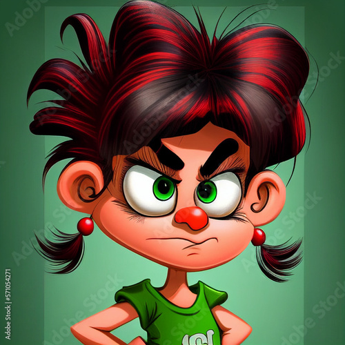 Angry cartoon girl character