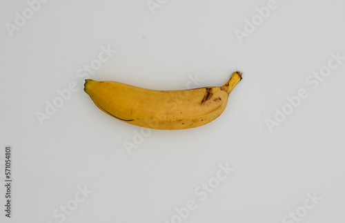 Top of view of a banana with the isolated background.