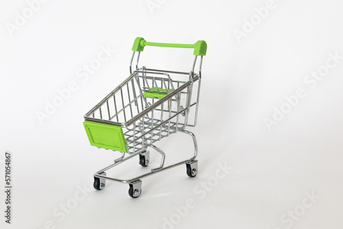 grocery cart in store isolated on white background