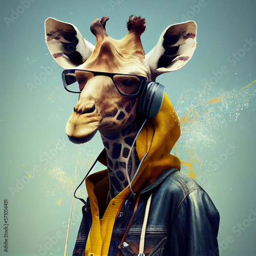 Giraffe hip hop artist generative ai