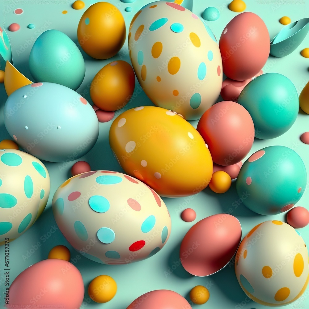 Happy Easter. Background with painted eggs. 