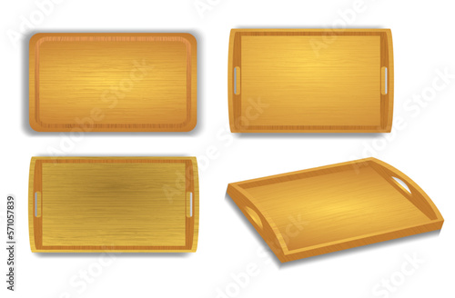 illustration of wooden tray top view isolated