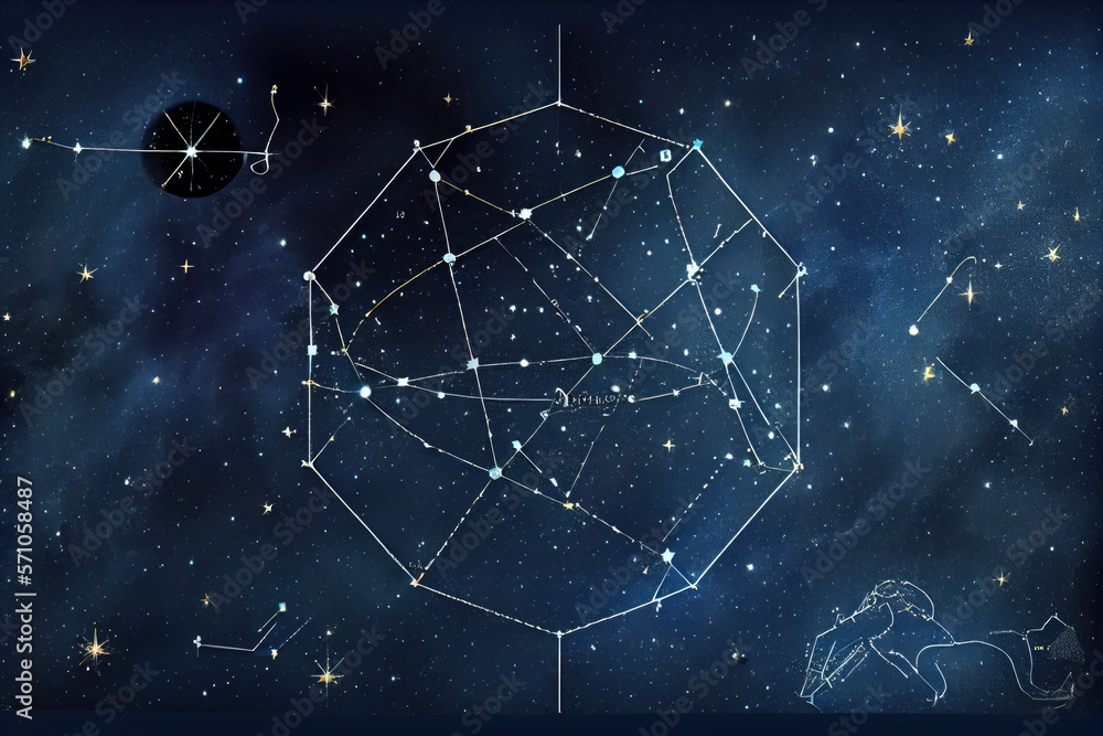 Space and galaxy astrology or astronomy background with star constellations. 