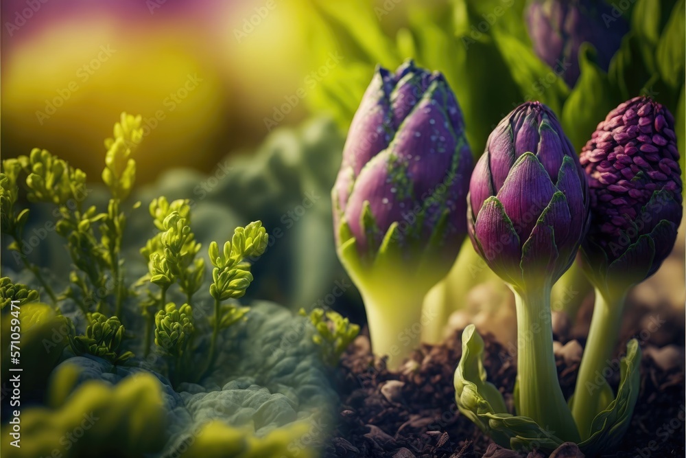Fotografie Vegetable growing in the garden. Generative AI.