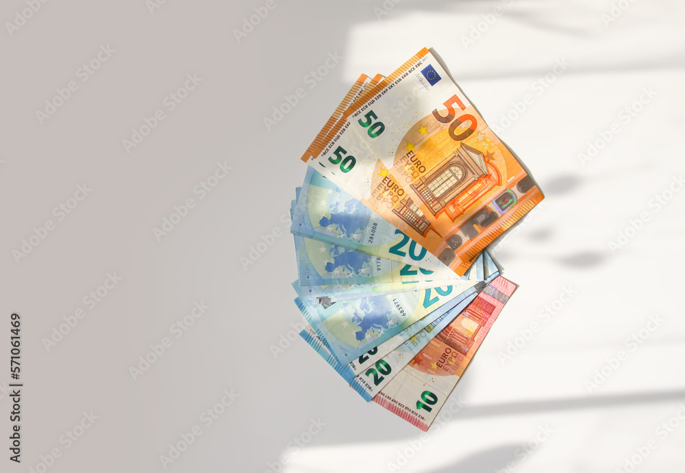 Euro money on a light background close up. Euro money on a light background close up.