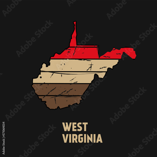 illustration vector of west virgina map design with vintage color perfect for print,background,etc