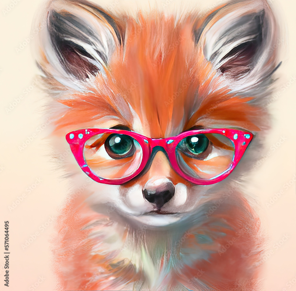Cute Fox Wearing Glasses