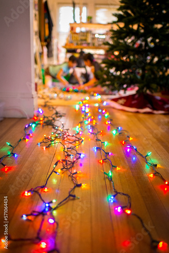 Preping christmas lights before putting them on tree