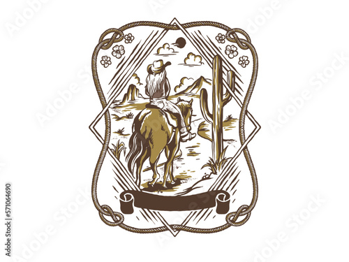 cowgirls illustration wild design rodeo badge horse vintage t shirt