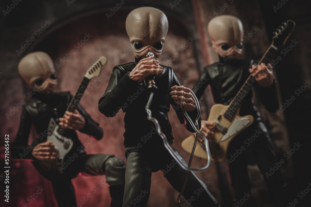 NEW YORK USA, FEB 21 2023 Star Wars Mos Eisley Chalmun's Spaceport Cantina band Figrin D'an and