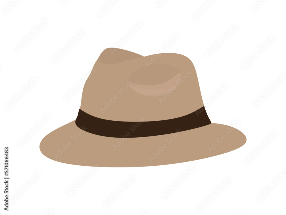 Hat in flat style illustration. Beach hat isolated. Vector illustration Hat in flat style illustration. Beach hat isolated. Vector illustration