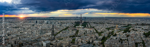 Aerial sunset view of Paris with Eiffel Tower. France © Pawel Pajor