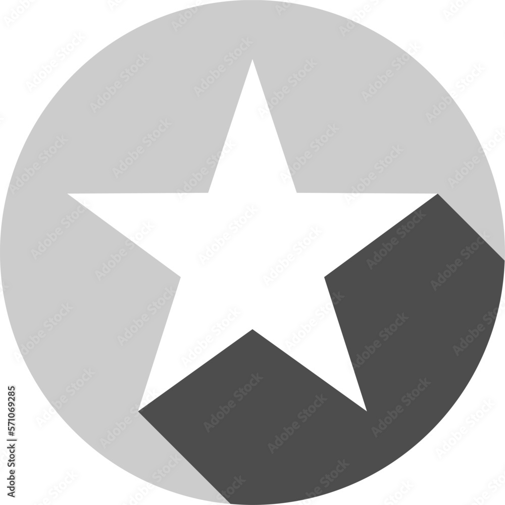 Basic Star in Grayscale Circle Badge Icon with 3D Shadow Effect. Vector Image. Basic Star in Grayscale Circle Badge Icon with 3D Shadow Effect. Vector Image.