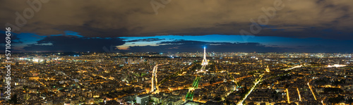Eiffel Tower aerial panoramic view in Paris. France