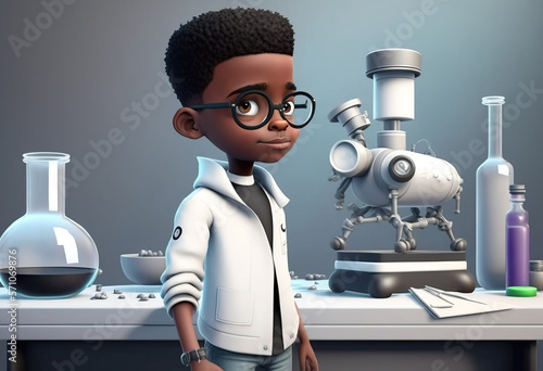 kid scientist in laboratory. sketch art for artist creativity and inspiration. generative AI	
