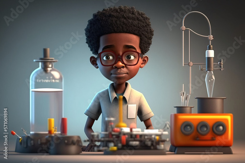 kid scientist in laboratory. sketch art for artist creativity and inspiration. generative AI	
