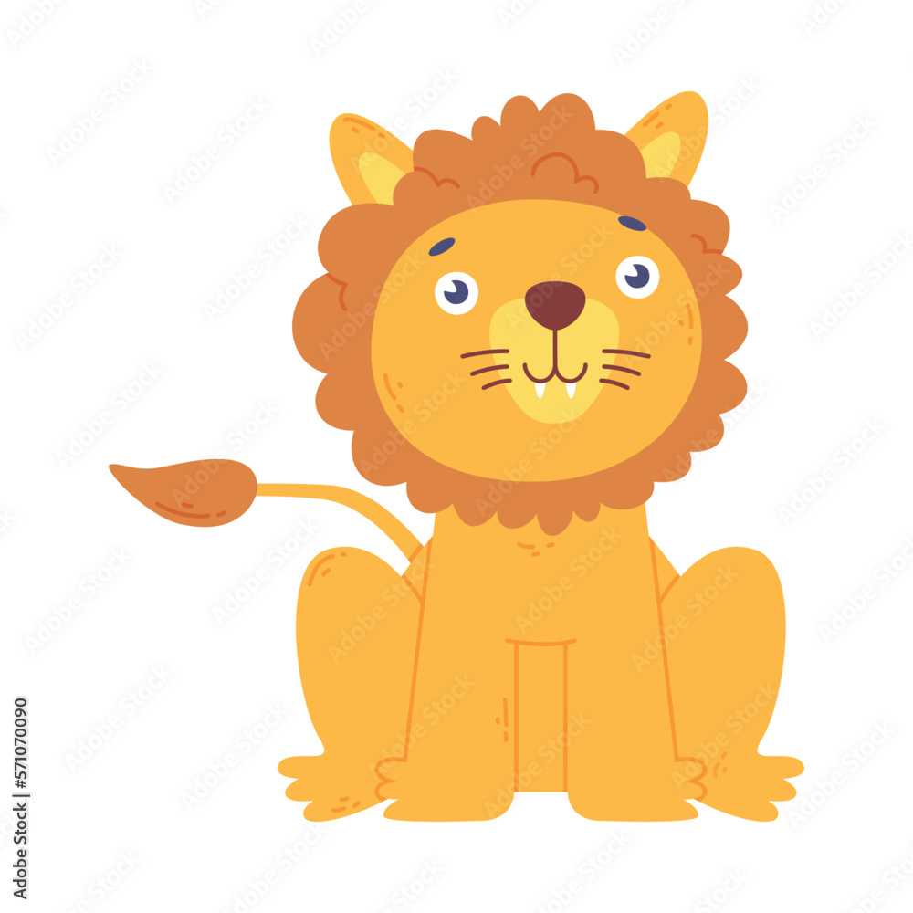 Adorable lion cub. Cute wild jungle animal cartoon vector illustration Adorable lion cub. Cute wild jungle animal cartoon vector illustration