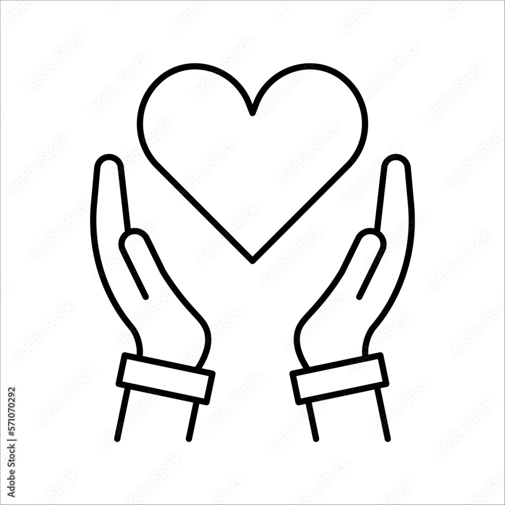 heart and hand icon care save symbol. vector illustration on white background heart and hand icon care save symbol. vector illustration on white background