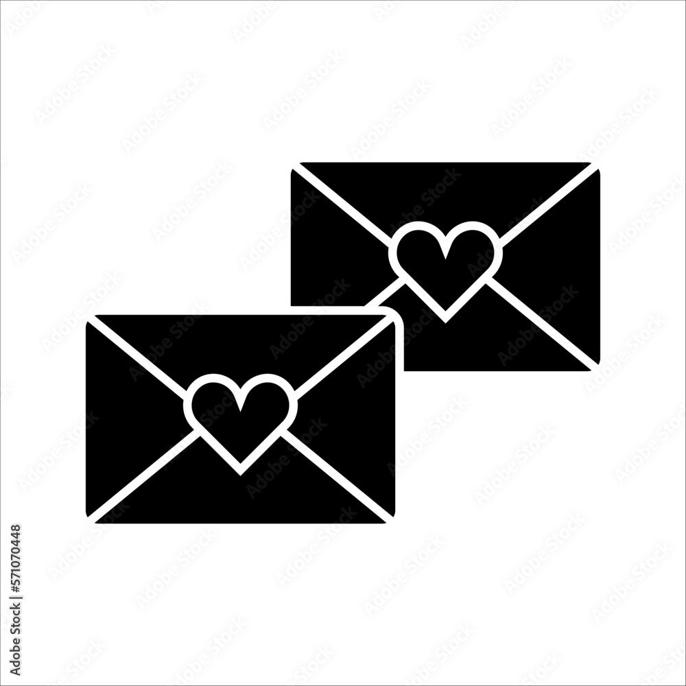 valentine day card envelope with heart line icon. vector illustration on white background