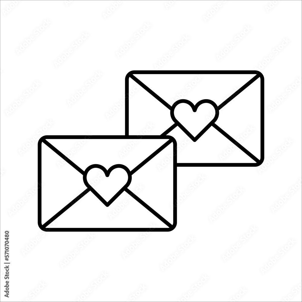 valentine day card envelope with heart line icon. vector illustration on white background valentine day card envelope with heart line icon. vector illustration on white background