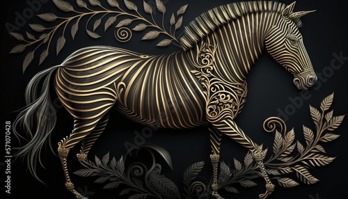 Zebra with ornaments. AI generative.  © Jardel Bassi