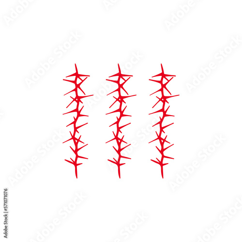 vector illustration of three red thorns