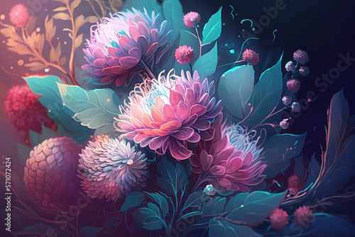 Beautiful Floral Background  . AI generated Illustration.
