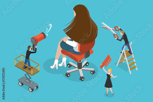 3D Isometric Flat Vector Conceptual Illustration of Haircut and Beauty Saloon, Beauty Parlor