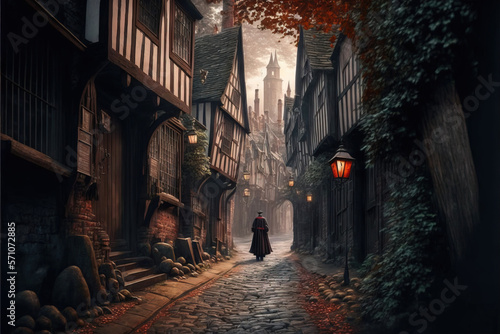 dark and terrible streets of the magical and unknown world AI