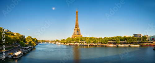Riverside view of Eiffel Tower in Paris. France