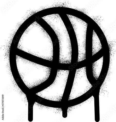 Basketball icon with black spray paint