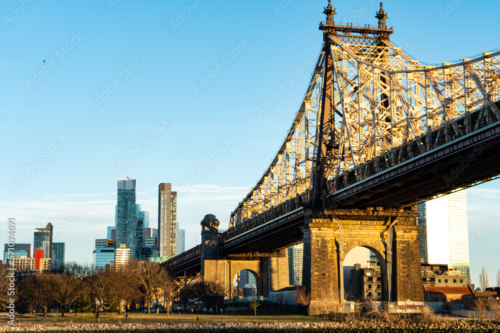 Photography Poster Sunset on Queensbridge in New York City during