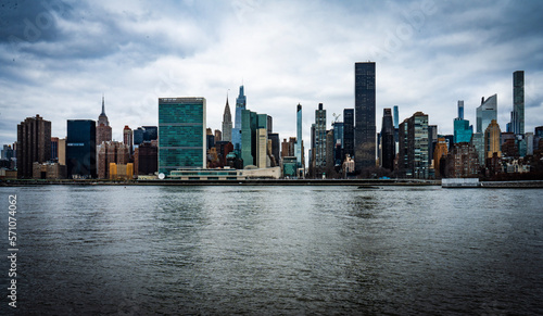 New York City Skyline as seen on a cloudy day from Long Island City  Queens