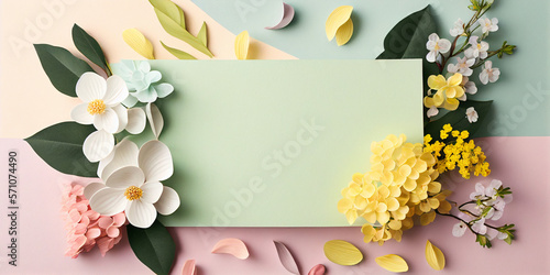 summer card with flowers. banner with peonies, woman's day, 8 march, Easter, mother's day, birthday card, anniversary, copy space, generative ai