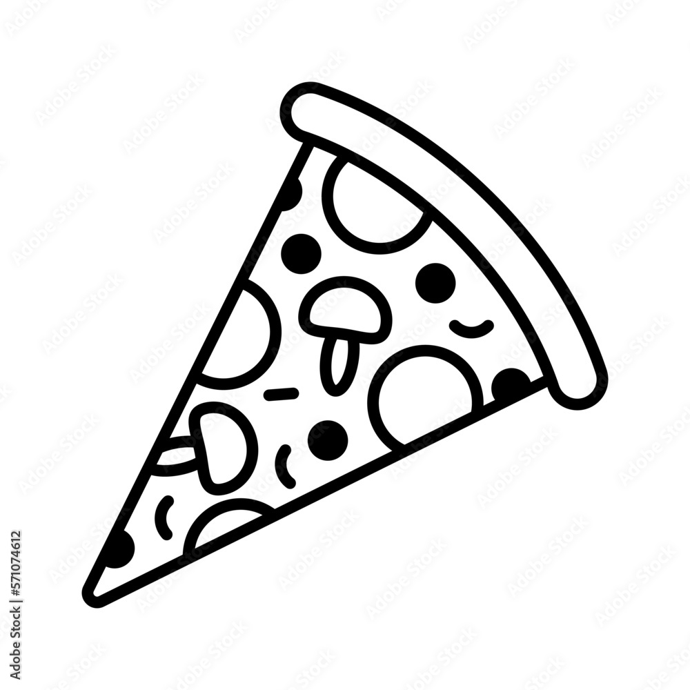 Pizza slice line icon. Single pizza slice illustration. Fast food. Vector isolated on white background. Pizza slice line icon. Single pizza slice illustration. Fast food. Vector isolated on white background.