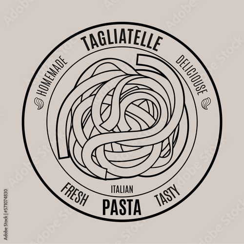 Italian tagliatelle pasta logo design. Vintage vector illustration.