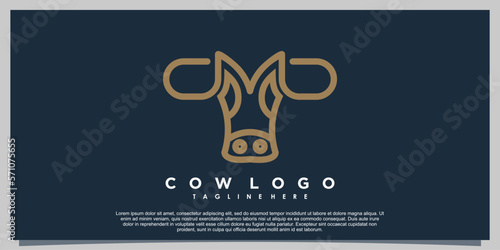 head cow logo design simple vector