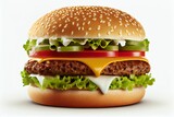 Hamburger on a white background, Generative AI
