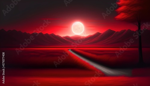 abstract fantasy red landsc...