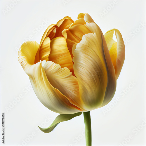 Watercolor yellow tulip flower isolated on white background. Generative AI