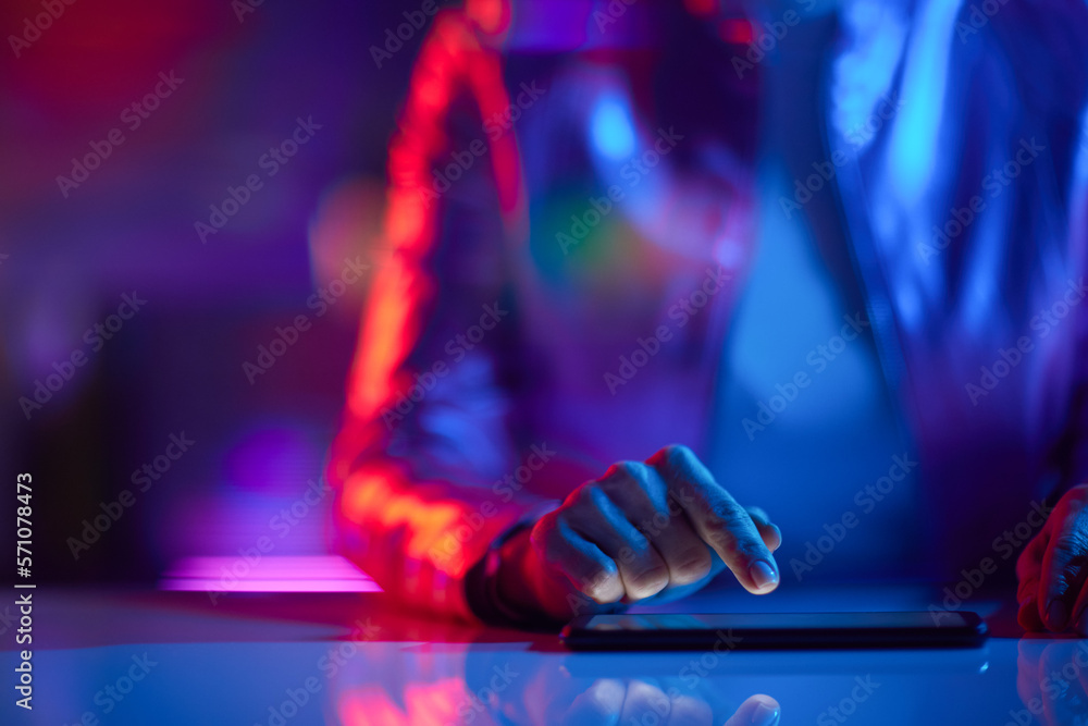 Closeup on business woman using smartphone applications Closeup on business woman using smartphone applications