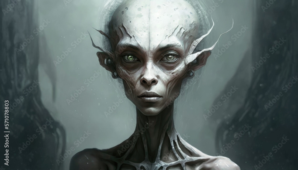 Alien Humanoid Femaie Lifeform Illustration. Generative Ai. Alien Humanoid Femaie Lifeform Illustration. Generative Ai.