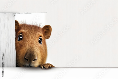 cute capybara white background