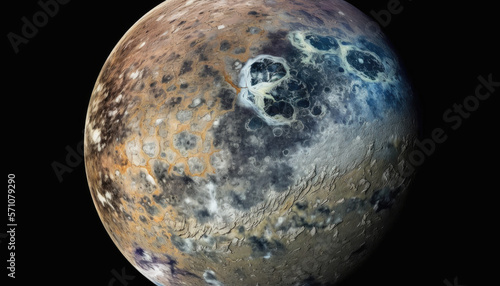 Ganymede View from Space. Generative AI. photo