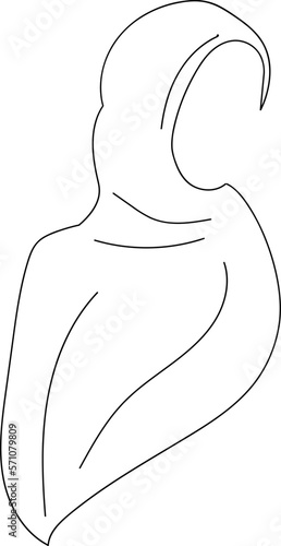 Line drawing of a Muslim woman wearing a hijab