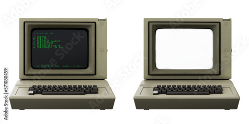 Retro Vintage Desktop Computer with Keyboard and Mouse front view transparent PNG