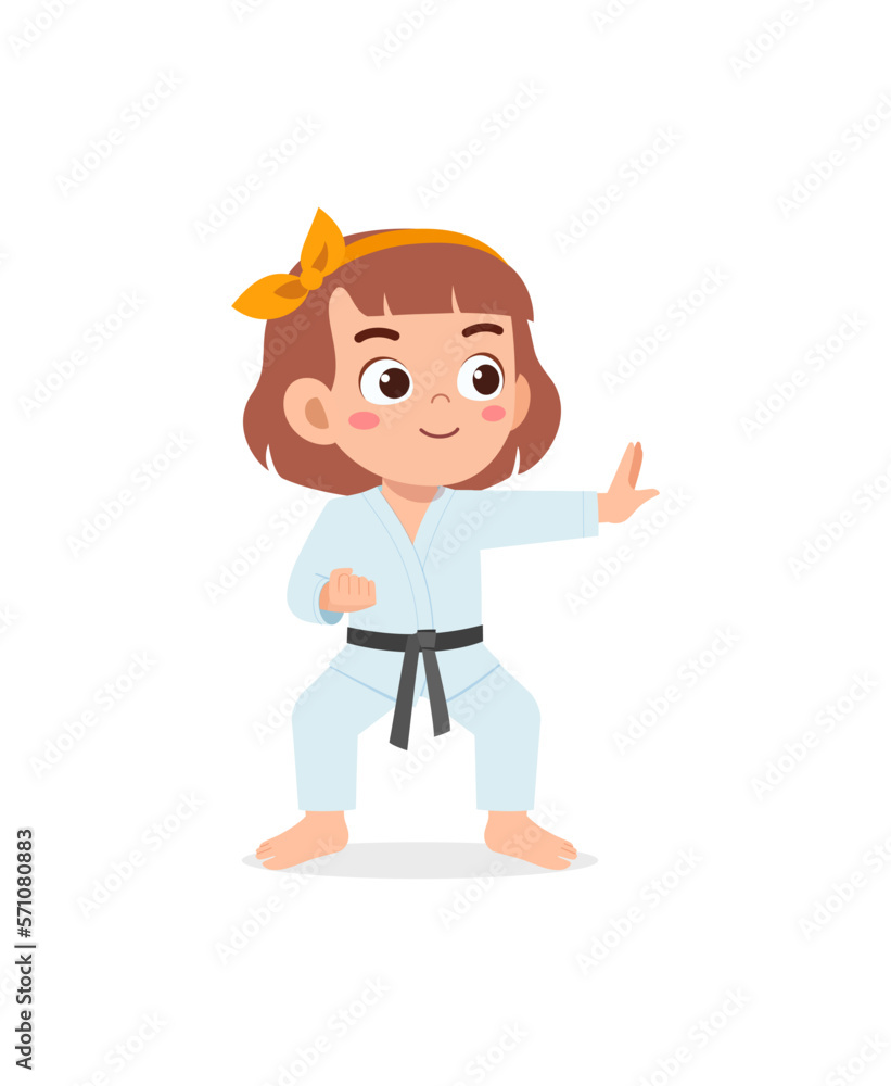 cute little kid training and showing karate pose cute little kid training and showing karate pose