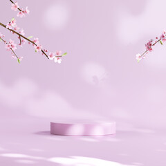 Beautiful spring, cherry blossom background with pink background