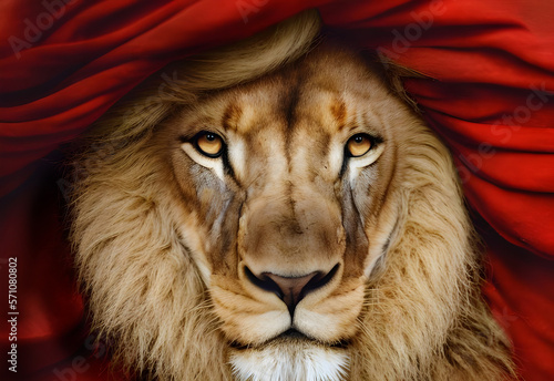 Lion king isolated   Portrait Wildlife animal   generative ai