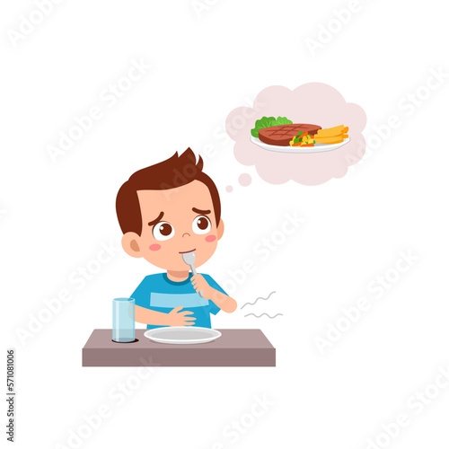 little kid feel hungry waiting the food